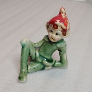 Charming Green and Red Elf Figurine Japan Christmas